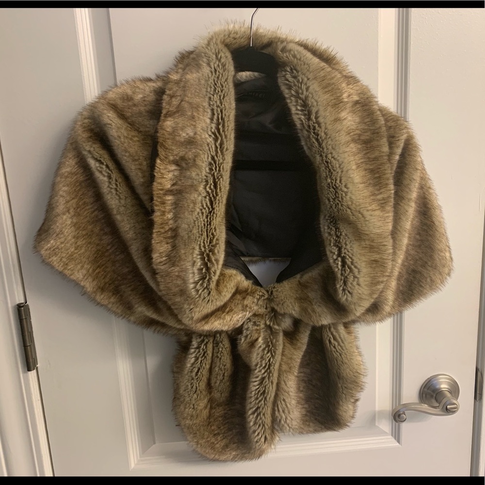 Fur shawl - tan fur wrap